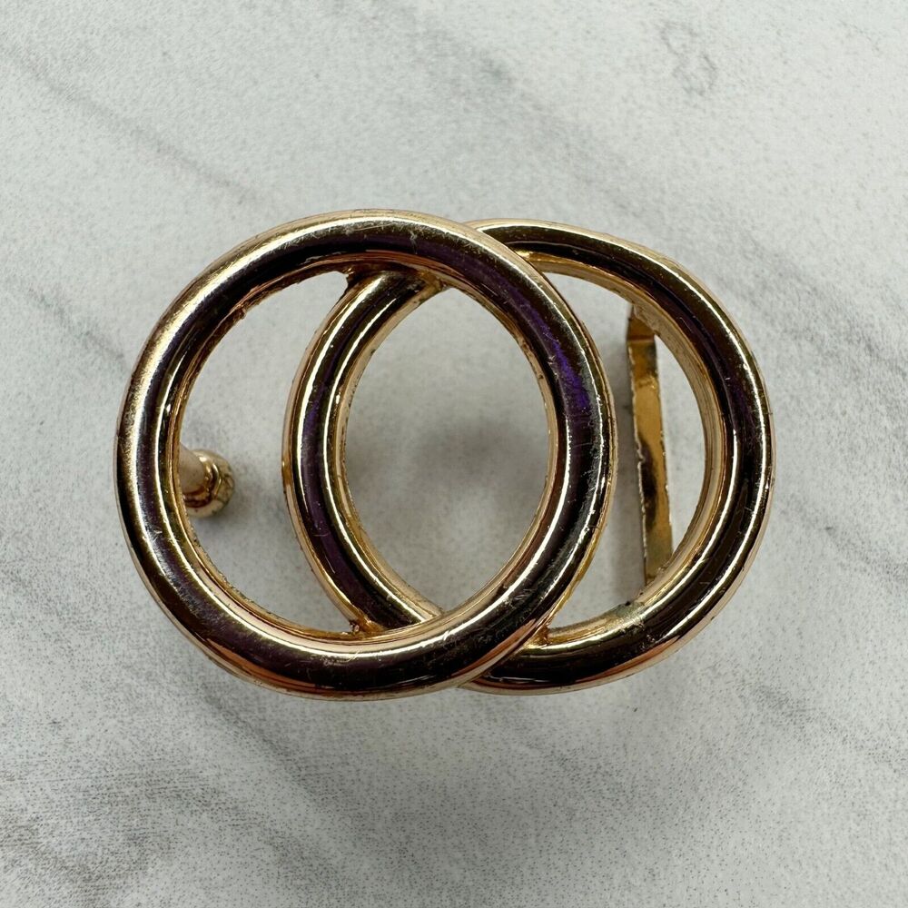 Gold Tone Small Double Circle Belt Buckle